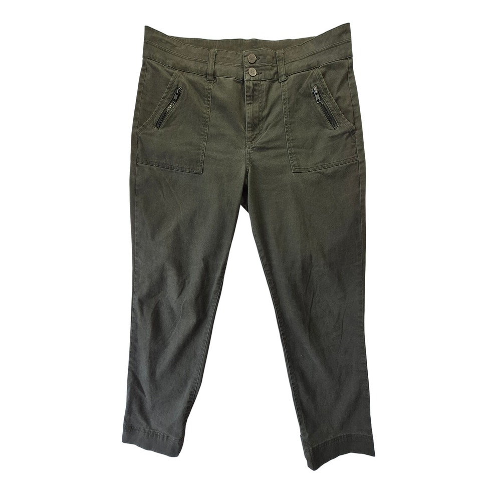 KUT from the Kloth Womens 14 High Rise Ankle Utility Pants Olive Green Stretch
